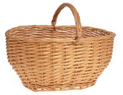 HERSIG - Cesta mimbre grande con asa – Cestas de mimbre multiusos - Cesto para almacenaje, decoración, baño o picnic - Miel - 50x33x22/33cm