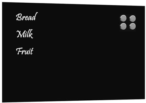 vidaXL Magnettafel Wandmontage Schwarz 80x50 cm Hartglas, Glastafel, Wand Magnettafel, magnetische Kreidetafel, magnetische Tafel, Schreibtafel