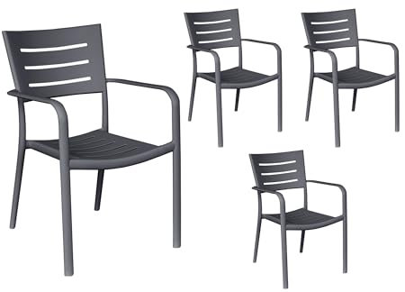 LC Garden Vesta 4er Set Stapelstuh anthrazitl 52,5x53x79cm Gartenstuhl Terassenstuhl Bistrostuhl