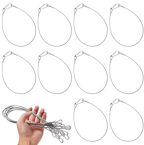 Pilikoll 10 Pcs 50cm Safety Cable Locks with Carabiner Hook Security Wire Rope with Double Loop 2mm Dia Stainless Steel Lanyard Cables Flexible Steel Cable Security Wire Ropes for Homes Doors Fences