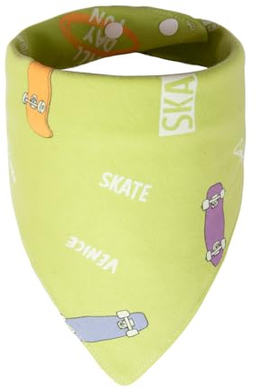 ICEMOOD Hundehalstücher mit verstellbarem Druckknopf, niedliches, lustiges Muster, bedrucktes Haustier-Schal, reiner, weicher Baumwollstoff, für Rassen von 2,7 kg bis 13,6 kg, Skateboard, Größe M