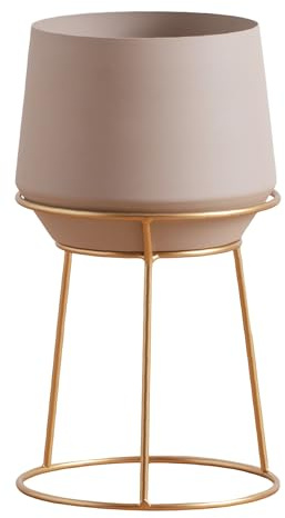 home&you - Cache-pot Slownes, donica sur pied en fer, pot de fleurs pour intérieur et extérieur, jardinière moderne, articles de jardinage, H35xL20xP20cm - jasnobrązowy