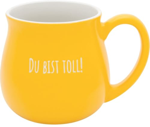 GRUSS & CO Tasse bauchig mit Garvur Toll | Steinzeug, 41 cl, gelb, Boden und innen naturfarben | Geschenk für Freunde | 74637