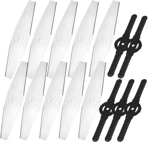 15 Cuchillas de Repuesto para desbrozadora: 10 de Acero Inoxidable y 5 de plástico para desbrozadoras y cortacéspedes - Compatibles con Bosch, Stihl, Einhell, Flymo y Ryobi