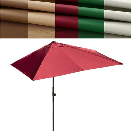 Demi-parasol rectangulaire pour balcon, jardin, marché, piscine, grand 270 x 150 cm, parasol avec manivelle (rouge, 2 x 1,3 m)