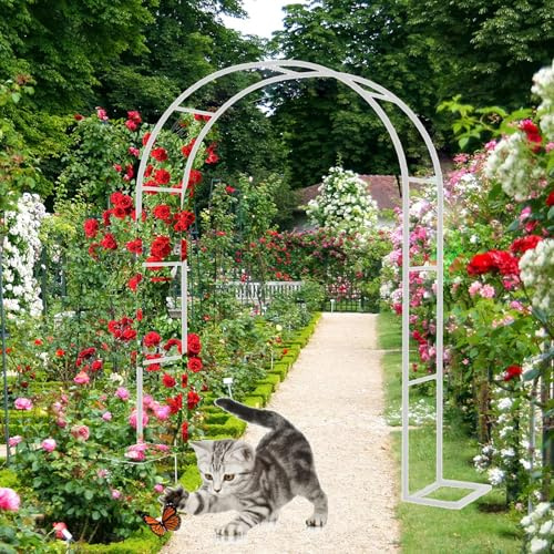Arche de jardin en métal pour plantes grimpantes et roses 80-350 cm, treillis réglable, décoration de mariage et de fête, tonnelle en acier blanc pour une utilisation en extérieur