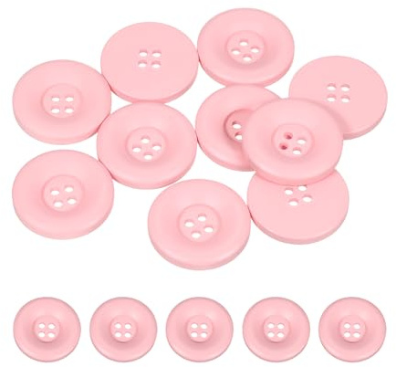 QUARKZMAN 10 Stk 25mm Harz Knöpfe zum Annähen, 4 Löcher Nähknöpfe, Rosa | Runde Knopf für Strickjacke, DIY Handwerk, Dekoration, Mantel, Bekleidung, Kleidung, Hemden, Urlaubsdekoration