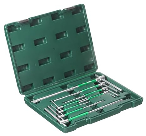 sourcing map 8pcs Sliding T-Handle Hex Key Wrench Set 2-10mm Metric 3-Way Free Sliding Handle Spinner Sleeves CR-V Steel Hex Wrench for DIY Home Repair