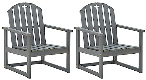 Ziaphsol Garten-Armlehnstühle 2 STK. Grau Massivholz Akazie, 60x63x79cm, Robuste Outdoor Stühle für Balkon und Terrasse, Bequeme Terrassenmöbel