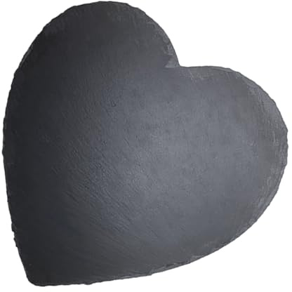 IMIKEYA Bandeja para Servir Carne en Forma de Corazón 25X25 CM de Piedra Negra Placa de Piedra Natural para Tablas de Quesos y Platos de Comida Adecuado para Restaurantes y Fiestas
