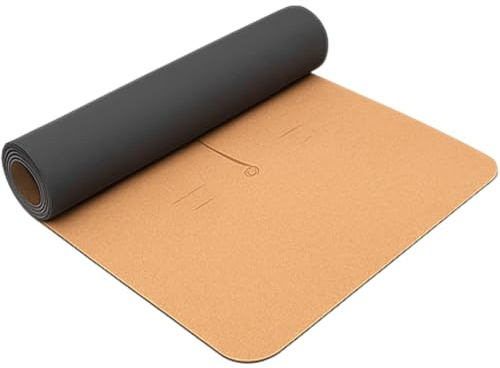 Materassino Yoga in Sughero Naturale 183x68 cm FD Sport | Tappetino Antiscivolo Grande per Yoga, Pilates e Fitness | Durevole, Eco-Friendly con Laccio da Trasporto