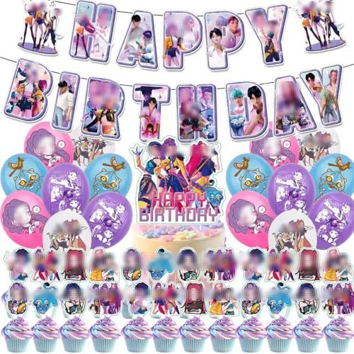 Happy Birthday Party Decorations, Party Supplies - Happy Birthday Banner, Balloons, Cake Topper Fans