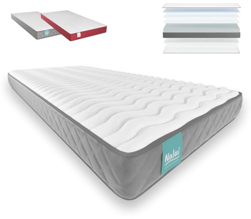 NALUI - Colchón Viscoelástico 90x200cm Gredos con Altura ±15cm. Tejido Strech y Tejido 3D Transpirable | Especial para Cama Nido | Firmeza Medio-Alta | Adaptable | Hecho en España,Gris
