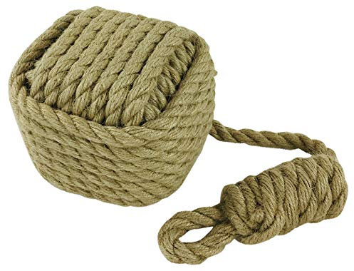 Large Heavy Rope Cube Ball Hessian Brown Square Knot Nautical Door Stop
