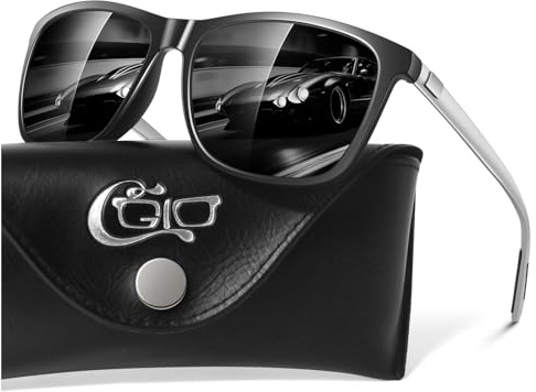 CGID Sonnenbrille Herren Polarisiert Damen Ultraleichte Al-Mg Metallrahmen | Rechteckig Vintage UV400 Schutz,Fahren,Angeln Reisen,Laufen,Golfen mit Lederetui