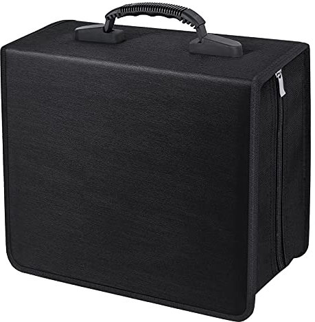 Siveit CD/DVD Binder, CD DVD Case Holder Binder 400 Capacity CD/DVD Wallet Storage Booklet Album Box (White binder, Black)