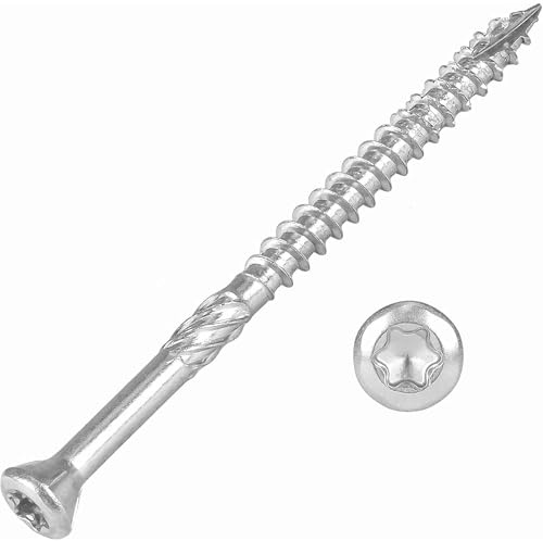 Silberne Terrassenschrauben blank 200 Stück T-INOX 5 x 60 mm - C1 Edelstahl gehärtet - TX 25 / Torx 25