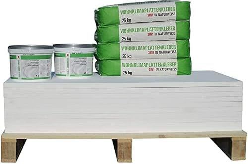 Klimaplatte 50mm Calciumsilikat Dämmplatte für innen | Kalziumsilikatplatten gegen Schimmel & Feuchtigkeit | nachhaltige Dämmung & Isolierung für Keller, Feuchtraum, Altbau, Wohnraum | Set für 7,2 m²
