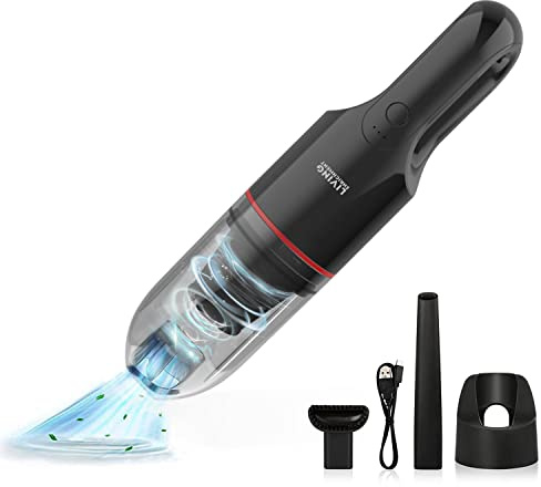 Living Enrichment Handheld Vacuum, Rechargeable Car Vacuum Cleaner, Dust Busters Cordless Rechargeable, Powerful Suction, with Crevice Nozzle and Cleaning Brush - Black