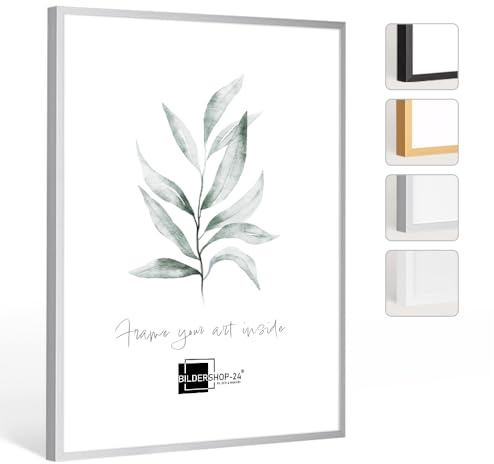 Bildershop-24 Bilderrahmen Milano Aluminium Alubilderrahmen 20 x 28 cm Aluminium Natur Fotorahmen, Wechselrahmen, Posterrahmen, Puzzlerahmen, Aluminium Bilderrahmen