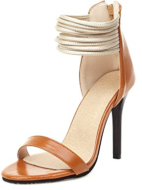 Sandales à talons hauts Stiletto Peeptoe, fermeture éclair, pour femme, grande taille z50-4S