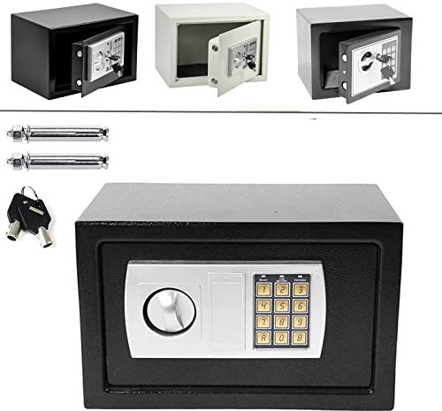 Royalswill Small Digital Safe, High Security Home Safe Steel Construction, Fireproof Electronic Password Cabinet with Code & Key for Home, Value Safes Extra Security, 23x17x17cm(LxWxD), Black