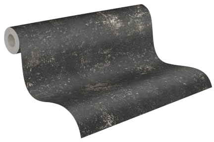A.S. Création Strukturtapete Metallic Schwarz Gold THE BOS 388325 Vliestapete mit Glanzeffekt 10,05 m x 0,53 m Made in Germany