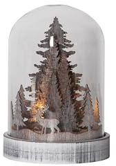 EGLO LED Weihnachtsdeko, Weihnachts-Silhouette Wald, Winterlandschaft mit Timer und batteriebetriebener Beleuchtung, Holz, Kunststoff und Glas in Braun und Transparent, warmweiß, 12,5 x 17,5 cm