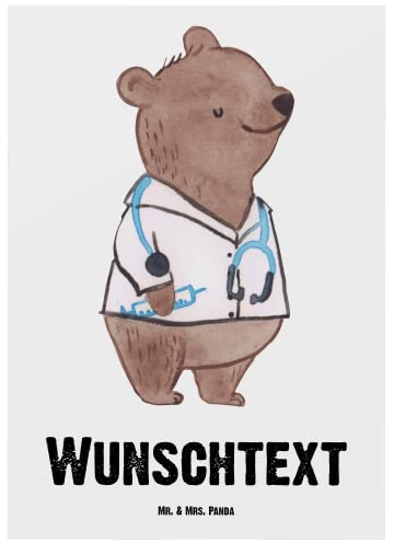 Mr. & Mrs. Panda Karte mit Namen Arzt Herz - Personalisierte Geschenke, Lustig, Geschenk, Postkarte personalisiert, Spruch, Krankenhaus, Grußkarte, postkarten, Arztpraxis