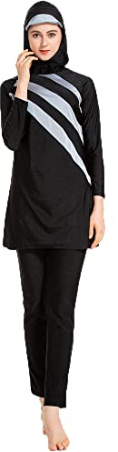 LINKE Muslimische Damen-Bademode, 3-teilig, Hijab-Anzug, islamischer Badeanzug, S-6XL, A Grey, XL