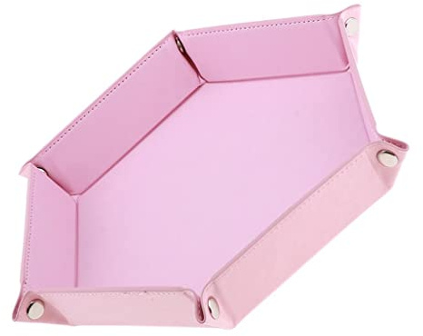 Perfeclan Würfel Faltbares Sechseckfach PU würfel Rollfach für Spiel, Rosa