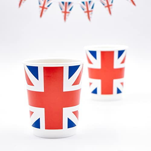 THE PAPER CUP COMPANY Union Jack - 8oz, 12oz & 16oz, Double Wall Cups Insulated Disposable Takeaway Coffee Cups (1000, 8oz)
