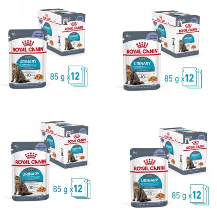 Royal Canin Urinary Care Jelly | 4er Pack | 4 x 12 x 85 g | Alleinfuttermittel für ausgewachsene Katzen | Feine Stückchen in Gelee