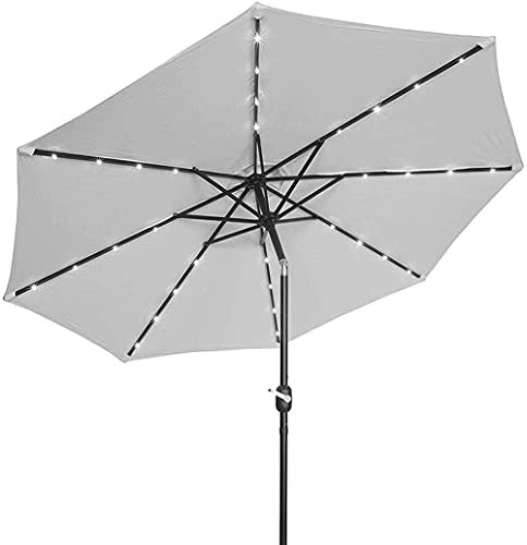 Sonnenschirm Regenschirm Gartenschirme 2,5 m Kurbel Solarlicht Regenschirm Markt Patio Outdoor LED Regenschirme Selbstaufladender LED Gartenschirm Good