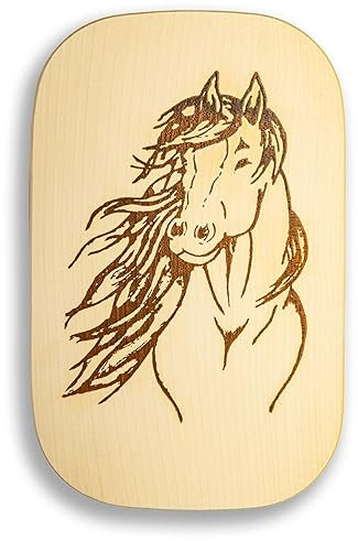 DEKOFANT Frühstücksbrettchen Kinder groß Motiv Pferd Stute Portrait 25x16x1,5cm eckig Ahorn