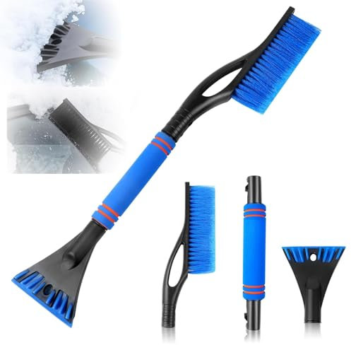 Gxlaihly Raschietto per Ghiaccio e Spazzola da Neve 2 in 1,Spazzola da Neve per Auto,Raschietto Ghiaccio Auto,per Auto Spazzola Neve Staccabile Scopa Rimozione Neve (Blu)