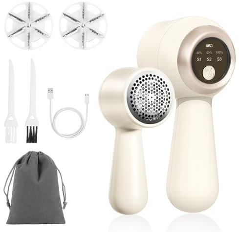 Mini Quitapelusas Electrico Recargable, Afeitadora Tela, Removedor de Pelusa Recargable, Elimina Pelusas Afeitadora Ropa Portátil con 3 velocidades, Pantalla LED Afeitadora para Muebles