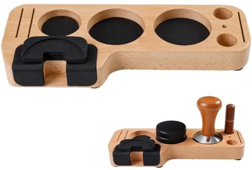 Wood Coffee Tamper Holder Coffee Lever Tool Tamper Mat Universal Coffeeware Portafilter Tamper Stand for Home Cafe
