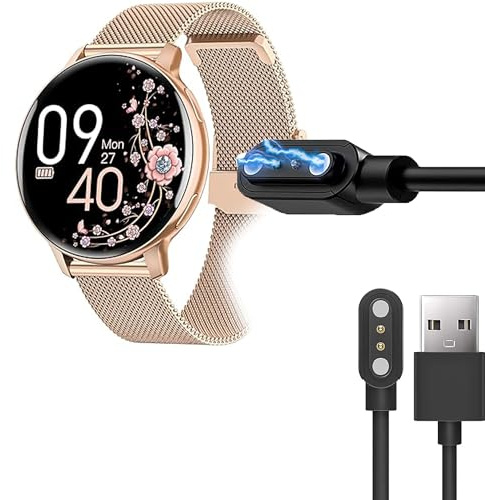 Blueshaweu Magnétique Chargeur Compatible avec NAIXUES S53 Montre,Magnétique Charger Cable Montre Connectée USB 3,3ft Compatible avec ‎HASAKEI/NAIXUES S53 1,39 Pouces Smart Watch (Noir)