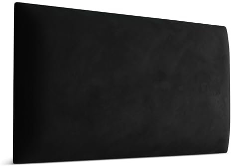 Muralo - Samt Wandkissen Stoff Polster-Paneel für Schlafzimmer Wohnzimmer Bett Wandpolster Bettkopfteil Lendekissen Modern Luxus Gepolstert Magic Velvet (Schwarz, 60 cm x 30 cm)