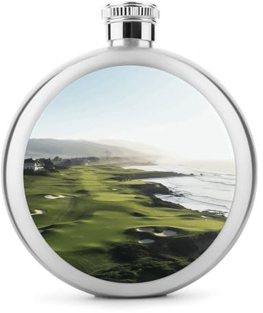 Flasque classique en acier inoxydable pour liqueur, motif parcours de golf en bord de mer, 140 ml