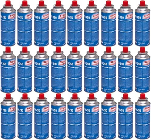 Suinga 28 x Butangaskartusche, 220 g, für Kocher, Gaskartusche für Camping 250, Blau