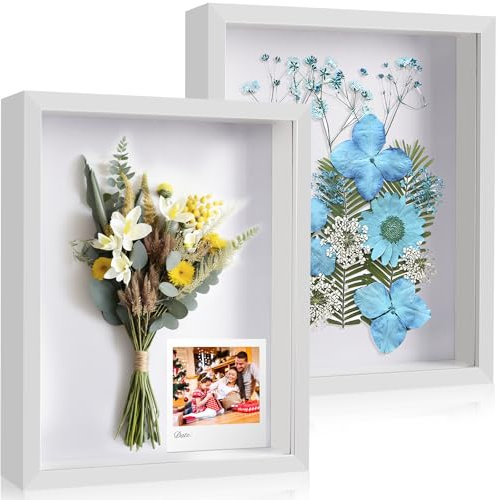 MUUKAIII 2er 3D Bilderrahmen 20 x 25 cm - 3D Objektrahmen Tiefer 3cm - 3D Bilderrahmen zum Befüllen - Objektrahmen Shadow Box - 3D Rahmen für Objekte,Blumen,Hochzeitsstrauß oder Erinnerungsstücke