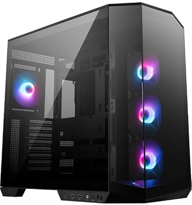 MSI MAG PANO 100R PZ Boîtier PC de Jeu Moyen de qualité supérieure, Panneau latéral en Verre trempé, Ventilateurs ARGB 120 mm, Support de Refroidissement Liquide jusqu'à 360 mm, boîtier de Couleur