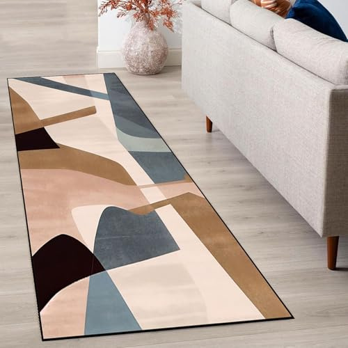 SUNLIMEI Teppich Läufer Flur 75 x 300 cm rutschfest Waschbar Läufer Teppich Flur rutschfeste mit Gelrücken, Modern Design, Pflegeleicht für Wohnzimmer, Flur, Küche, E