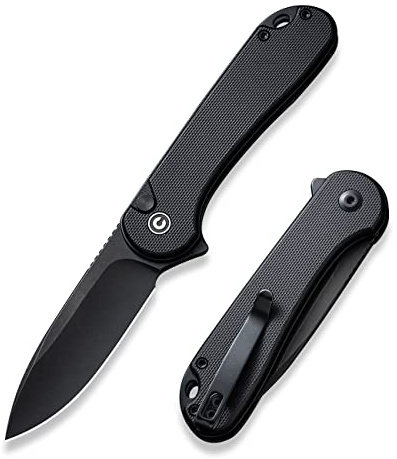 CIVIVI Elementum II Couteau de poche pliable avec lame Nitro-V de 7,51 cm et manche G-10 noir, couteau d'extérieur avec clip