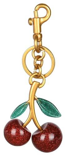 HOTUT Kirsch Anhänger für taschen, Schlüsselanhänger Kirsch Taschenanhänger, Kirsch Bag Charm, für modischer Taschen, handtaschen,Schlüssel-Accessoire (grüne Blätt)