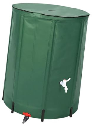 LOVIVER Barril de Lluvia Plegable Verde con Grifo, colector de Lluvia de PVC para jardinería al Aire Libre, Barril de recolección de Lluvia, contenedor, 200l