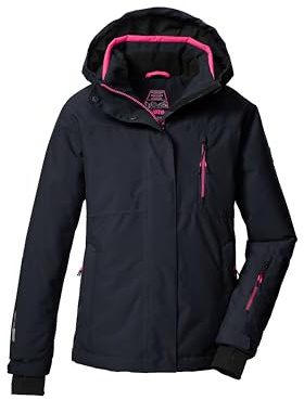 killtec Mädchen Skijacke/Funktionsjacke mit Kapuze und Schneefang KSW 205 GRLS SKI JCKT, schwarz blau, 152, 43553-000