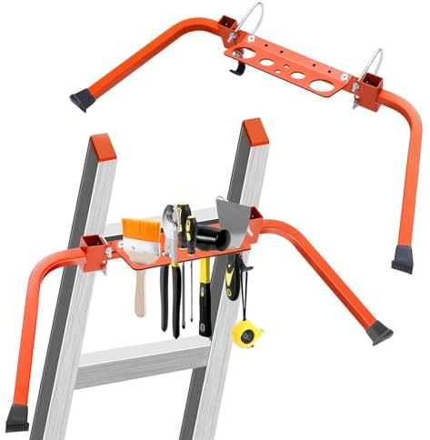 Ladder Stand Off with Tool Tray & Hook - Heavy Duty Roof Gutter Guard, Universal Ladder Stabilizer for Gutters/Windows, Safe Stabilizer for All Ladder Types
